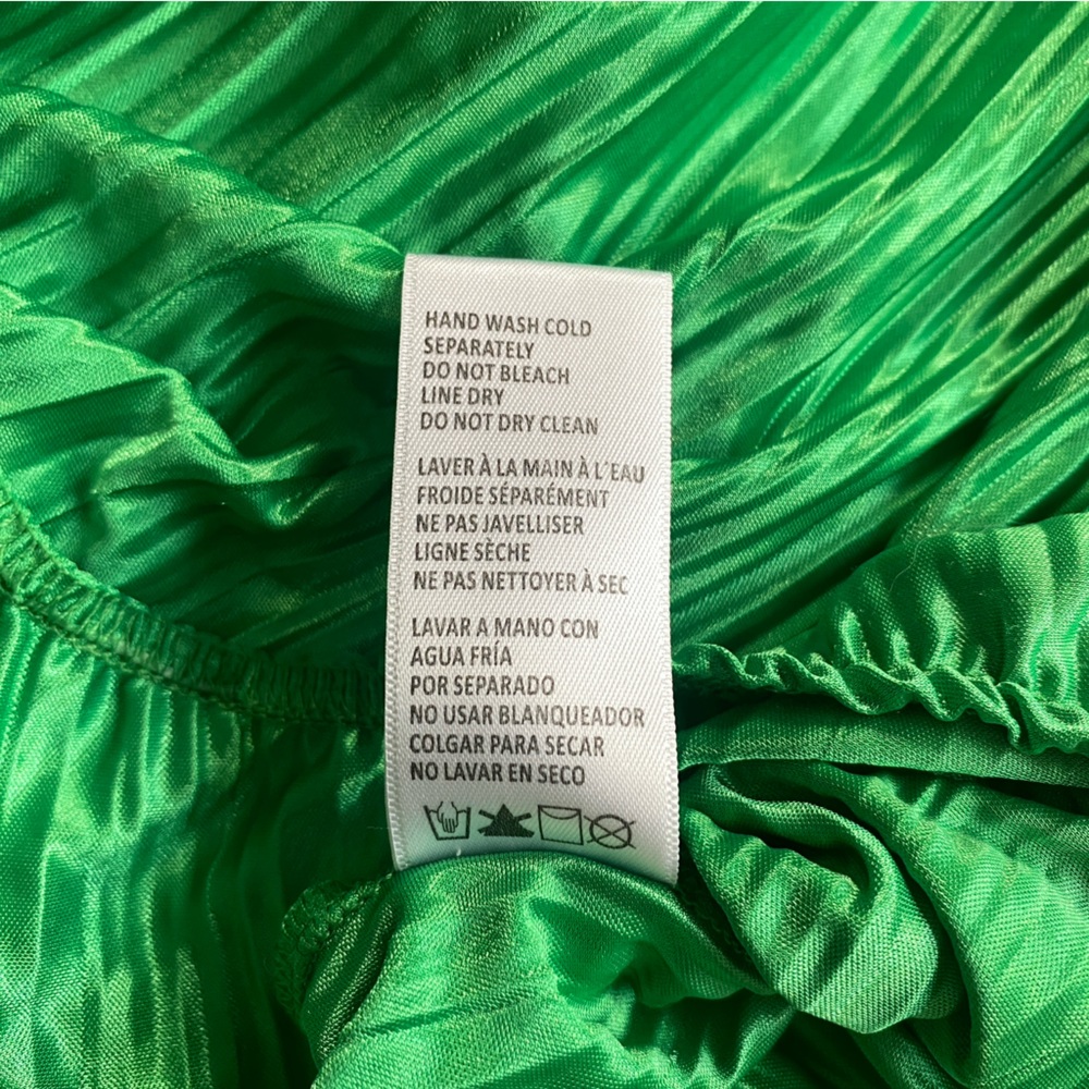 GOOD AMERICAN Always Fits Plisse Shirt Green Size 5/6 XXL - Picture 7 of 8